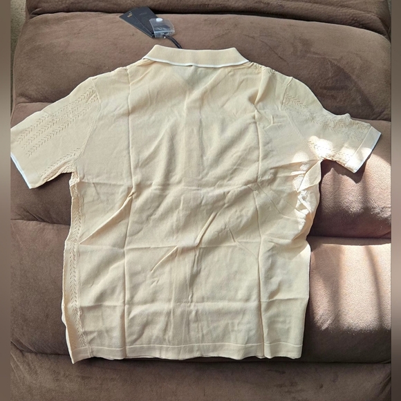 Grace Karin Beige Short Sleeve Men's Shirt #1182 - Picture 2 of 9